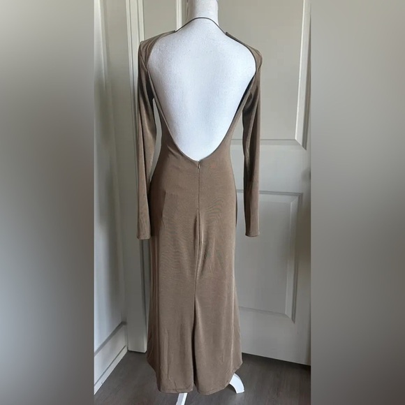 Jason Wu V-Neck Midi Length Dress Large NWOT Beige - Picture 4 of 4